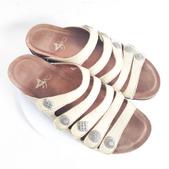 Dansko Janie Slides Sandals Cream Silver Leather Comfort Womens 38 US 7.5 / 8 - Picture 8 of 12